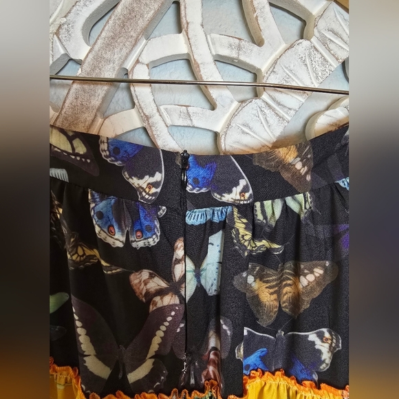 L'Atiste by Amy Women’s Colorful Floral Butterfly Maxi Tiered Skirt Size M - Picture 9 of 9